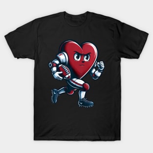 Valentines Day Heart Football Player Team Sports T-Shirt